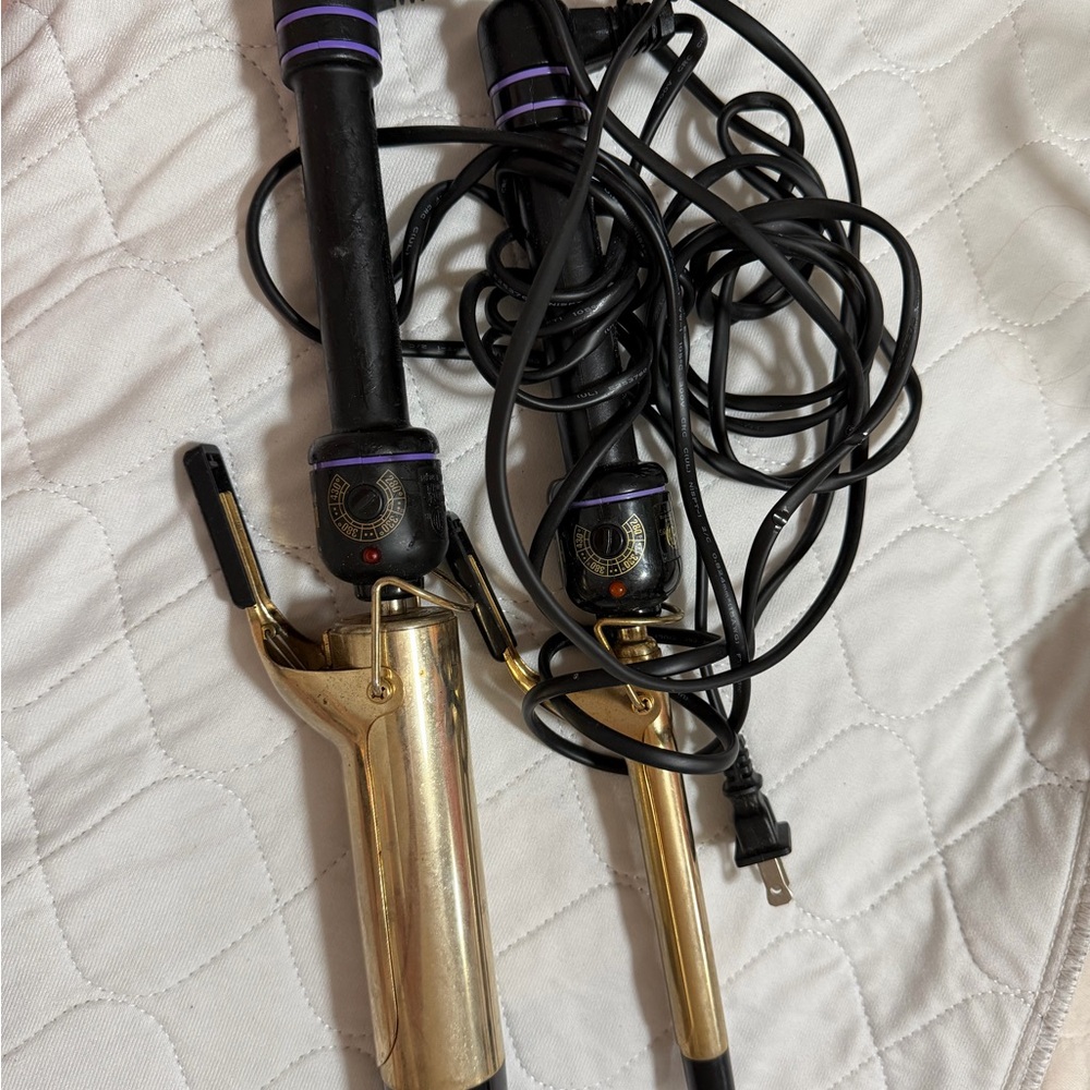 Gold Curling Iron with Purple-Trim Handle - Unbranded